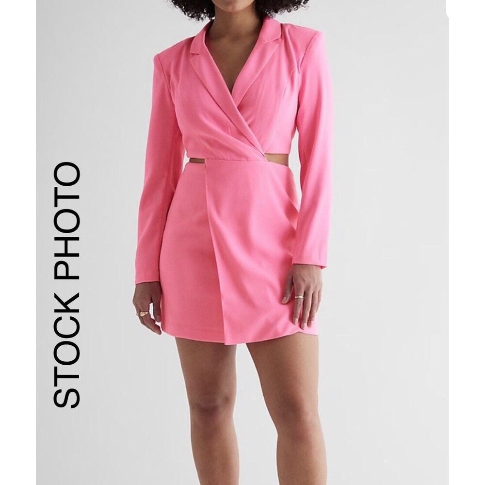 EXPRESS Cut-Out Mini Blazer Dress Hot Pink Sz L EUC